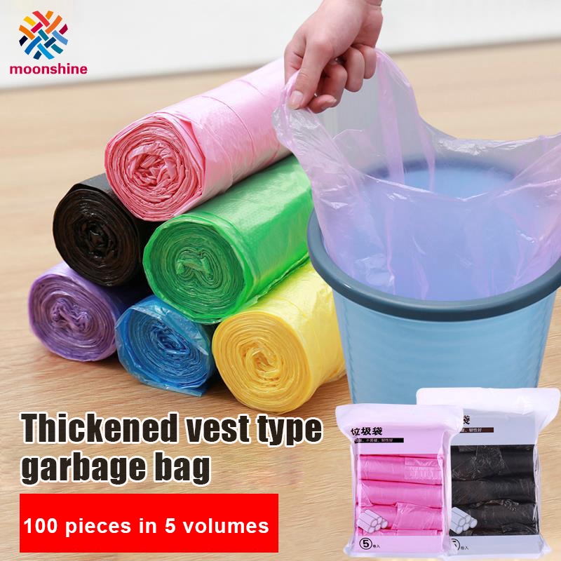 100 Counts Disposable Garbage Bag Color Trash Bags for ...