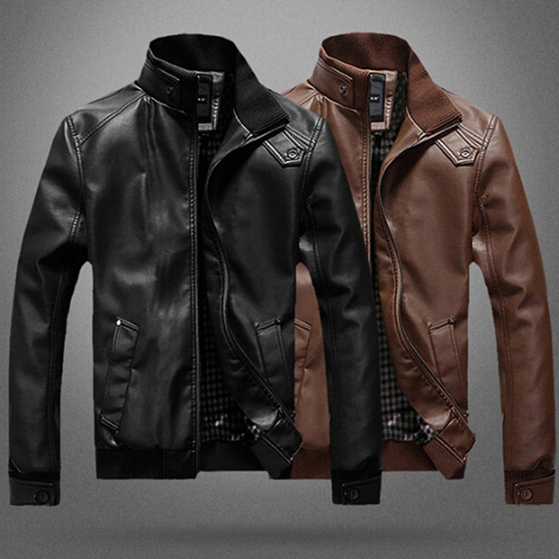 Motorcycle Black Leather Jacket Men Leather Jackets Clothing Shopee Singapore