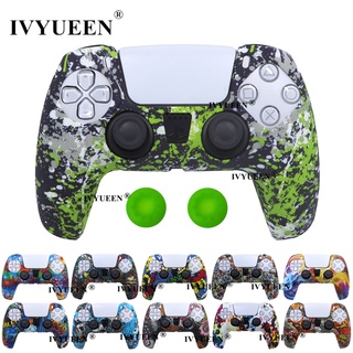 IVYUEEN for PlayStation 5 PS5 Controller Water Transfer Silicone Case Protection Skin for DualSense Gamepad Cover Grips