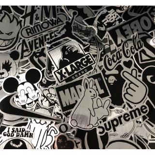 100 pcs Metal Silver And Black Color Trendy Waterproof PVC Stickers