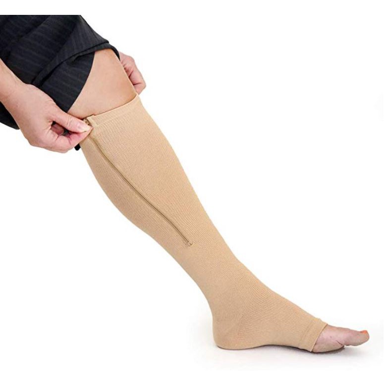 [sg Instocks] Zippered Medical Compression Socks With Zip Open Toe Best Leg Support Stockings