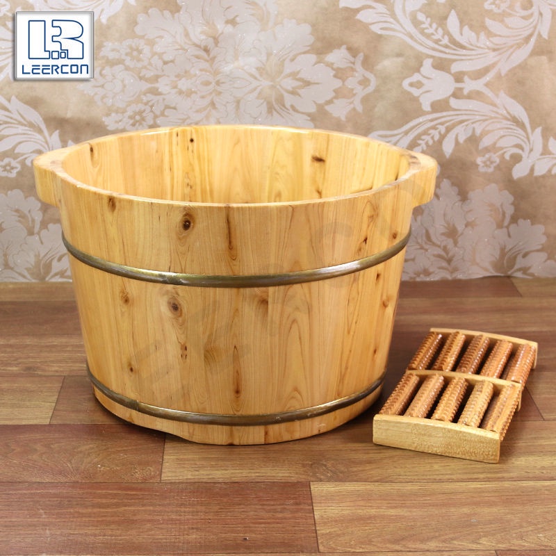 Foot Spa Wooden Bucket Lignum Cedrium Wood Foot Spa Basin Wooden Bucket Foot Bath Massage Health 4002