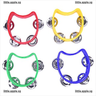 [Apple] Hand Held Tambourine Metal Bell Plastic Percussion for KTV Party Kid Game Toy [SG]
