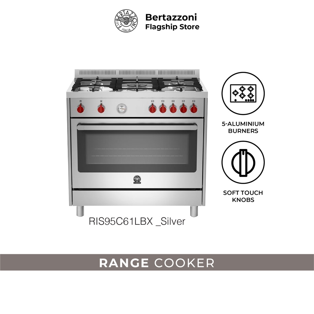Bertazzoni RIS95C61LBX 90 cm 5burner Range Cooker Electric Oven