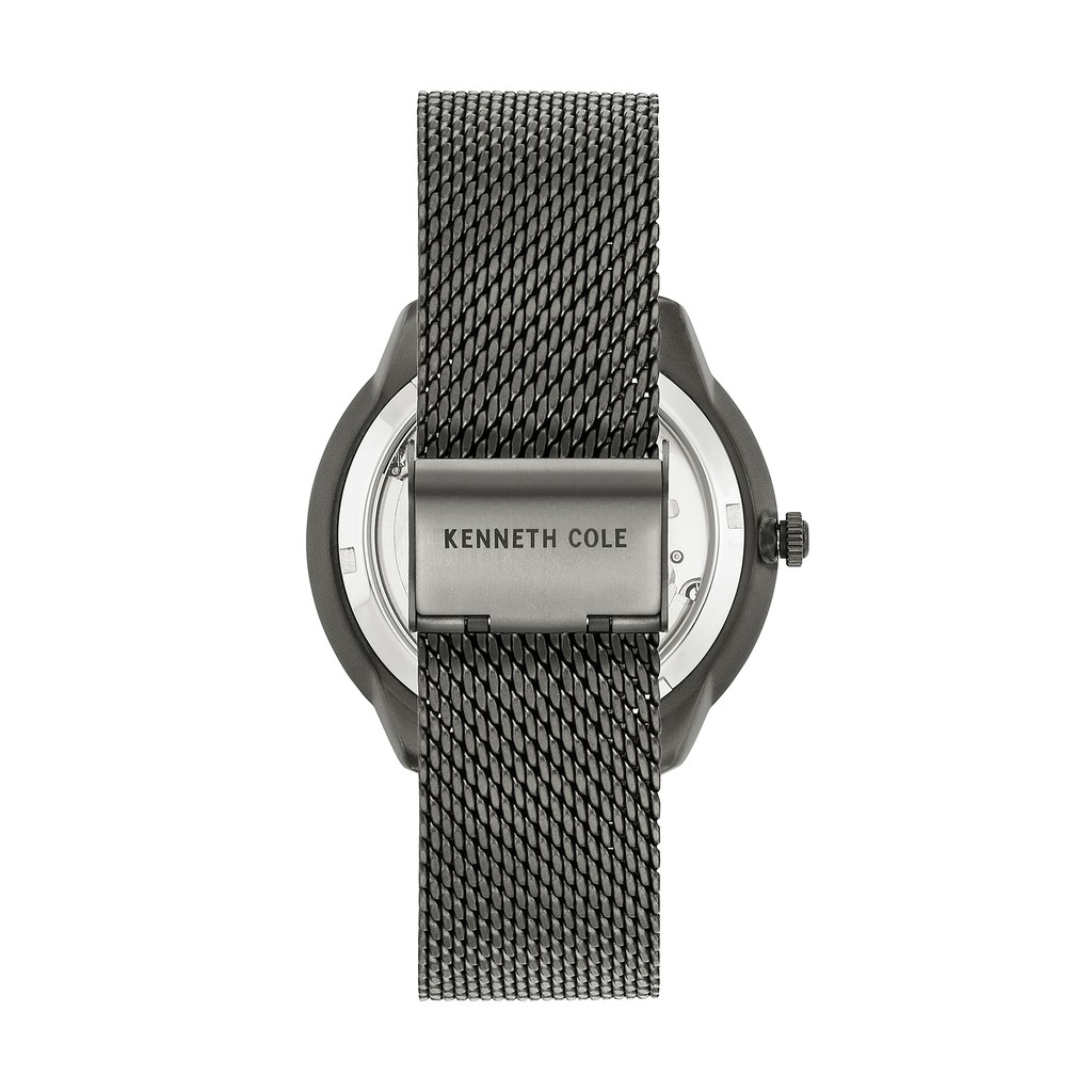 Kenneth Cole Men's 3 Hands Skeleton Automatic Gunmetal Mesh Stainless Steel Bracelet KC50565002