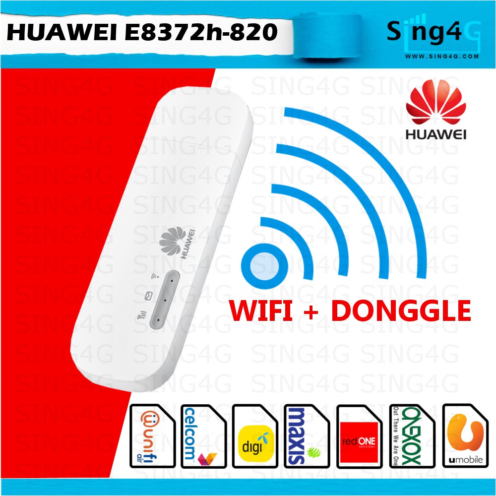 Huawei E8372 Huawei E8372h820 4g Lte Sim Card Usb Modem Wifi Hotspot Unifi Digi Celcom Maxis Shopee Singapore