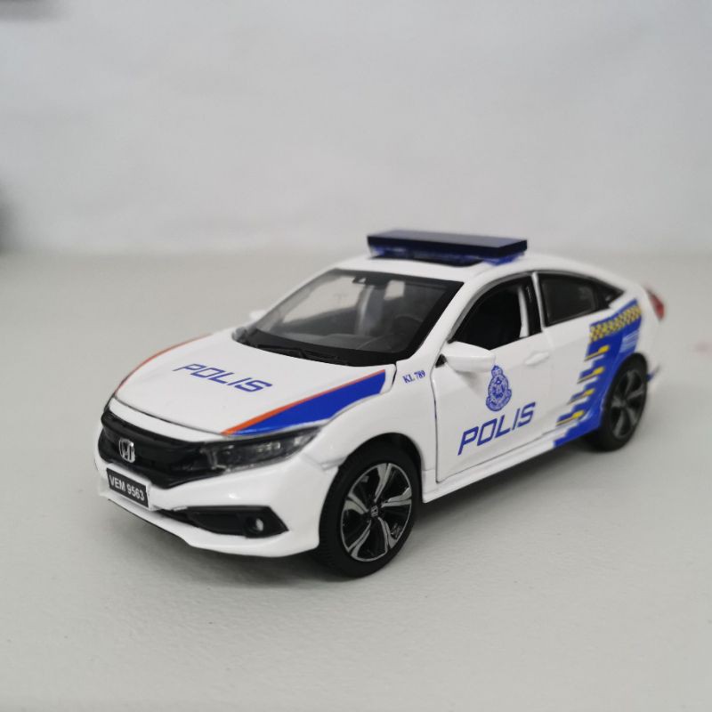 Shop Malaysia Honda Civic Fc Pdrm Mpv Polis Car Mp Polis Malaysia Kereta Polis With Beacon Lights And Siren Sound Die Cast Car Model Shopee Singapore