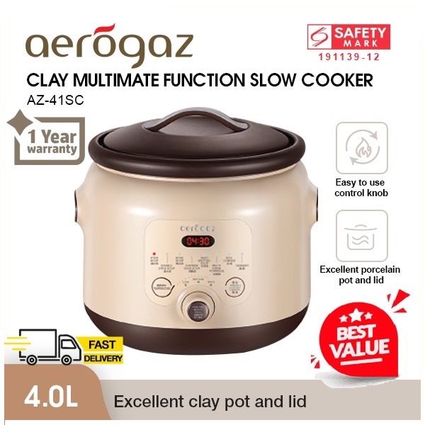Aerogaz Multi Function Slow Cooker(AZ 41 SC) Shopee Singapore