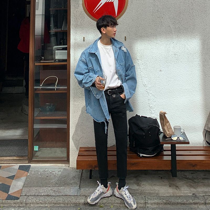 Korea Ins Selected Goods Store Retro Washed Old Destruction Denim 