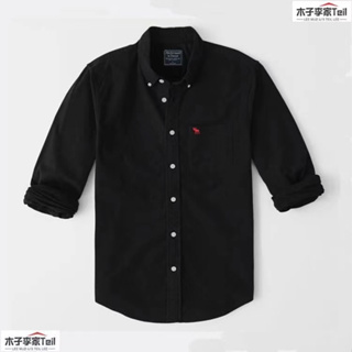 【Ready Stock】Oxford Textile Shirt Men's Business Casual Shirt Long Sleeve Solid Color Shirt