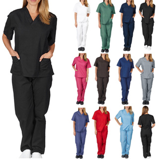 Uniform set uniform beauty salon workwear nursing uniform scrubs lab coat Men & Women Short Sleeve Tops+Pants