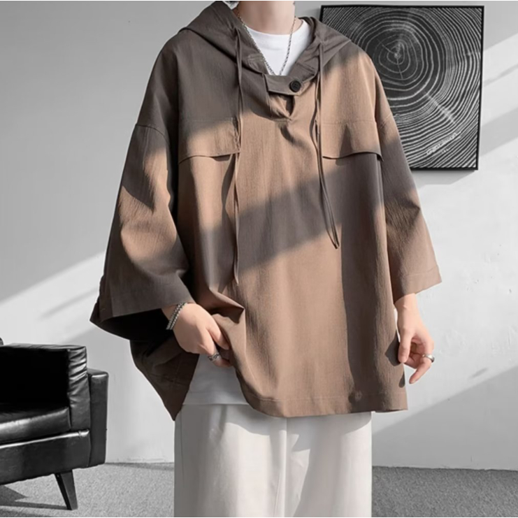 Áo hoodie nam Hàn Quốc đơn giản và rộng rãi Áo hoodie Màu Trơn Thời Trang vintage Hàn Quốc Cho Nam a
