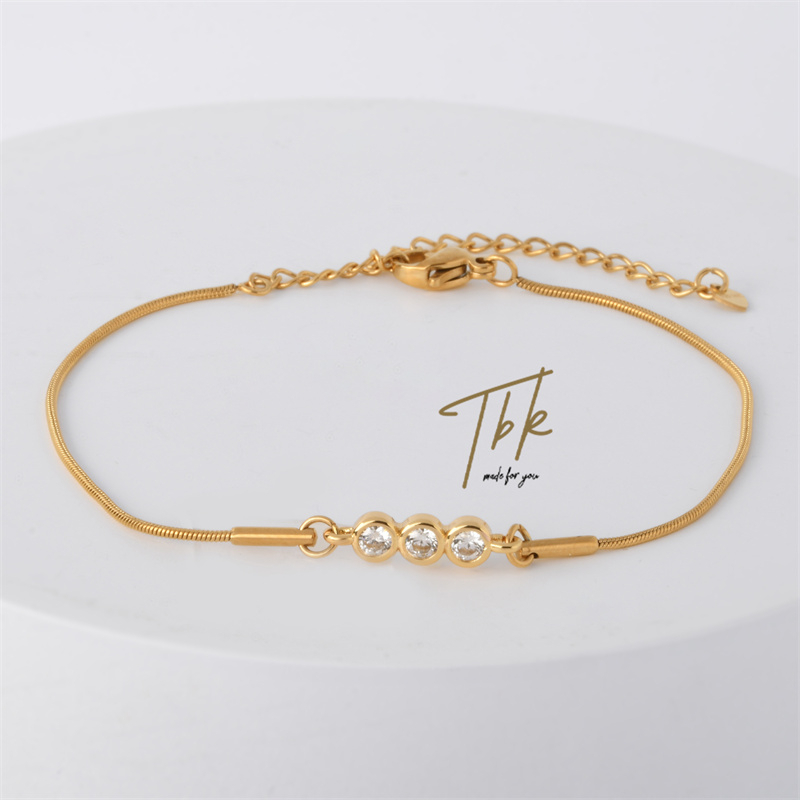 TBK 18K Gold Cubic Zirconia Bracelet And Anklet Accessories for Women Hypoallergenic 299B
