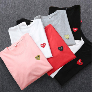 Fashion 100% Cotton short sleeve T-shirt PLAY Embroidered heart Men's and Womens T-shirts Summer Shirt PL-T01