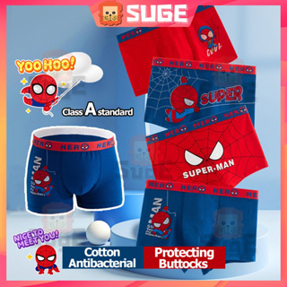 【Suge】4 Pcs/set Boys Underwear Cotton Spiderman Breathable Superhero Underpants for Kids Boy New
