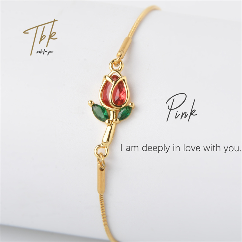 TBK Tulip Bracelet 18K Gold Fashion Bracelet and Anklet Accessories for Women Hypoallergenic 1147b