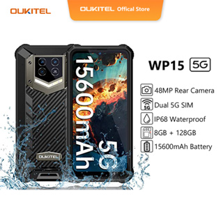 OUKITEL WP15 5G（15600mAh 8GB+128GB Rugged Handphone 6.5”HD+ Android11 48MP Octa Core P68&IP69K Waterproof Smartphone Fingerprint Face ID GPS NFC OTG）Mobilies phone