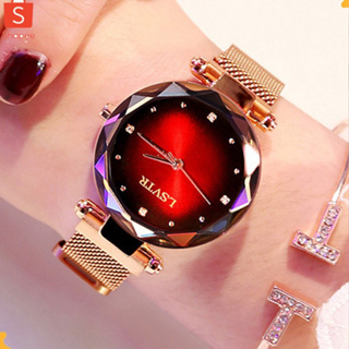 Fashion Starry Quartz Watch Women Luxury Rose Gold Ladies Wrist Watches Magnet Clock