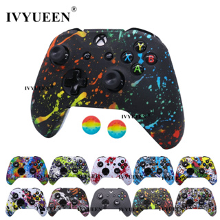 IVYUEEN for XBox One X S Controller Silicone Protective Skin Case Protector Water Transfer Printing Camo Cover Grips Cap