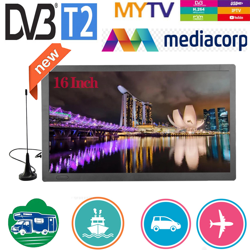 LEADSTAR D16 15.4 Inch Portable Mini Digital TV Support DVB-T2 Hevc H265 10Bit Code Car Tv Kitchen TV Dolby AC3