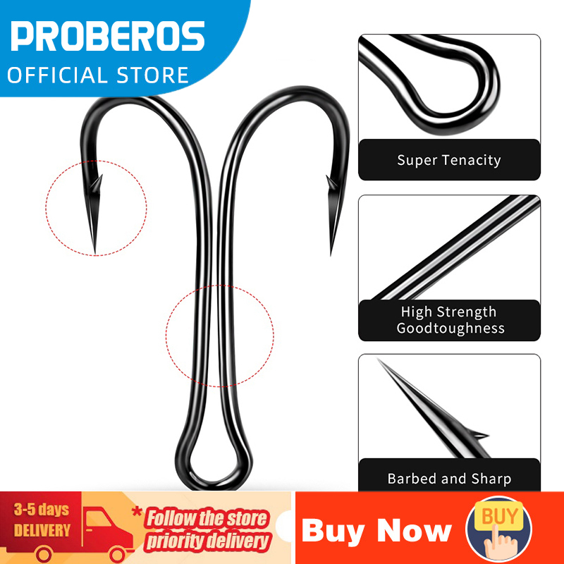 PROBEROS 20pcs/lot High Carbon Steel Double Fishing Hooks 8-6-4-2-1-1/0-2/0-3/0-4/0# Fly Tying Doubl