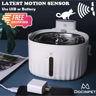 Latest Motion Sensor Wireless Automatic 2L Cat Water Fountain Replaceable Filtration Use USB Cable or Battery,Pet/Dog Water Fountain