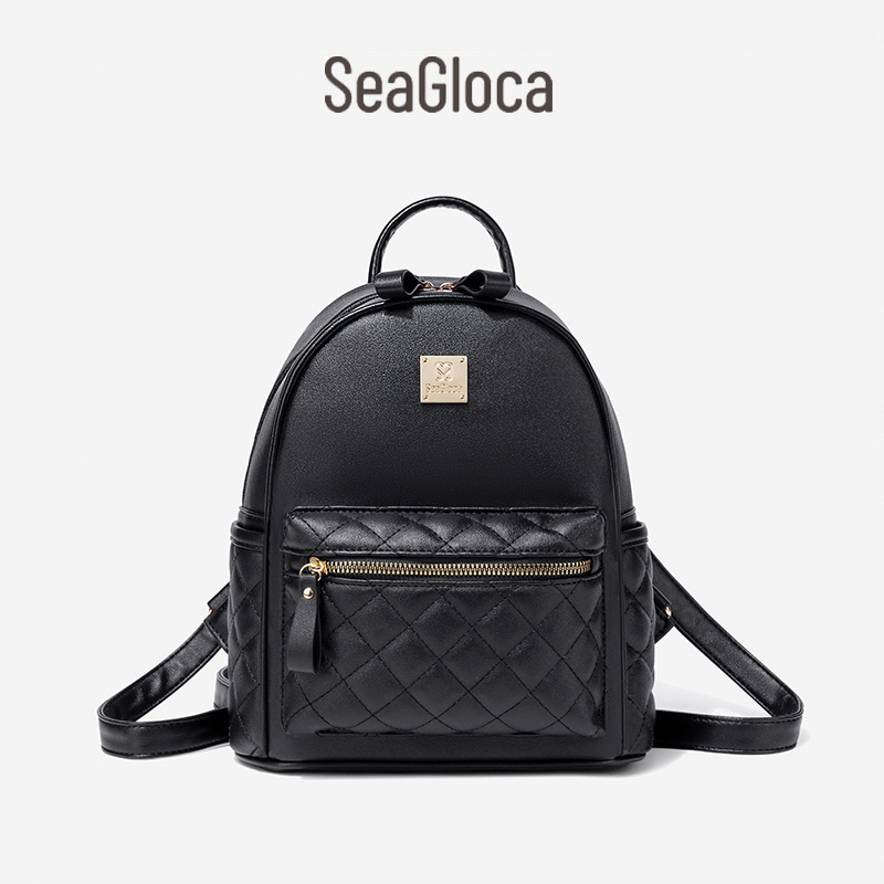 Seagloca Black Schoolbag Travel Backpack for Women No 1256