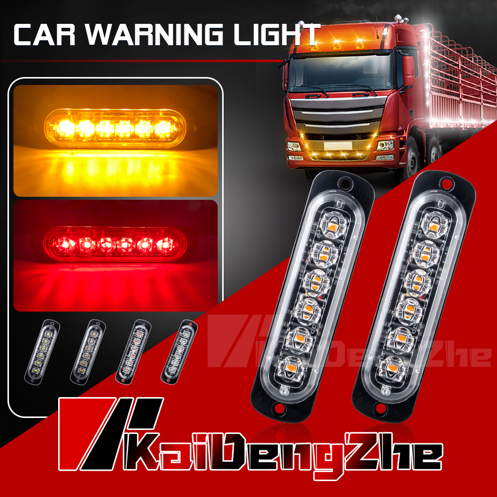 Đèn LED nhấp nháy 6 bóng 12-24V siêu mỏng làm đèn phanh phía sau cảnh báo khẩn cấp cho xe tải/xe cứu thương/xe cảnh sát