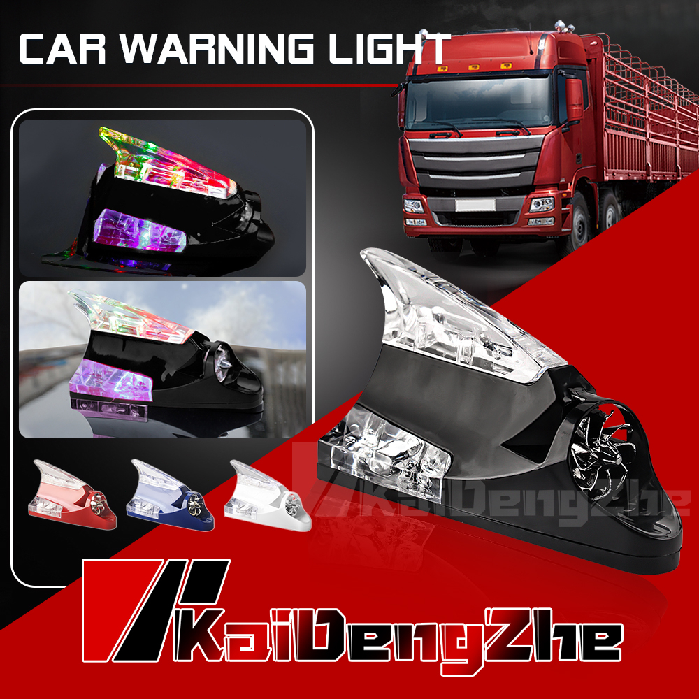 1 pc Vây cá mập trang trí xe ô tô Loại đèn LED cảnh báo pin năng lượng mặt trời