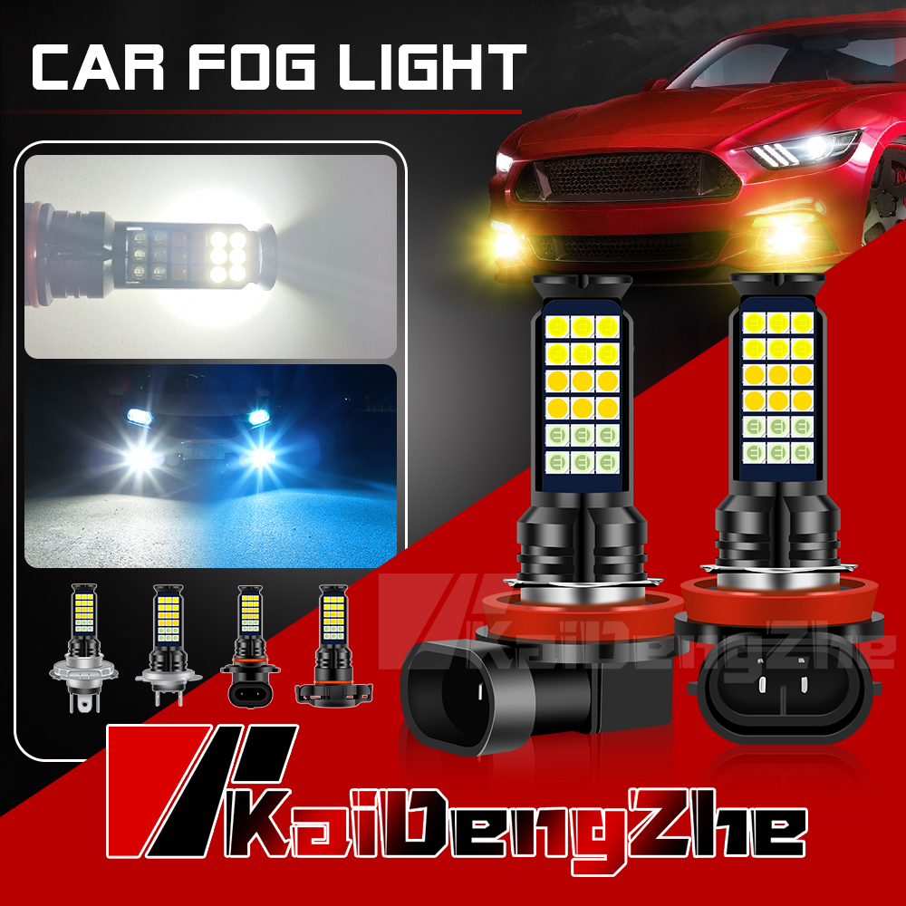 2 Chiếc 36SMD Đèn Sương Mù Ô Tô Đèn LED 3 Màu Tự Động H8 H11 H16 (JP) 9005 HB3 9006 HB4 Ngày Chạy Bộ Bóng Đèn LED Ô Tô