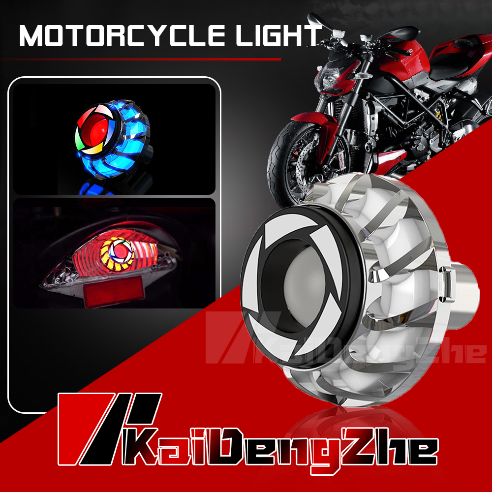 Đèn LED cho xe máy đầy màu sắc Đèn phanh ánh sáng thiên thần 1157 BAY15D Ánh sáng đuôi cầu vồng nhấp nháy Phụ kiện xe máy