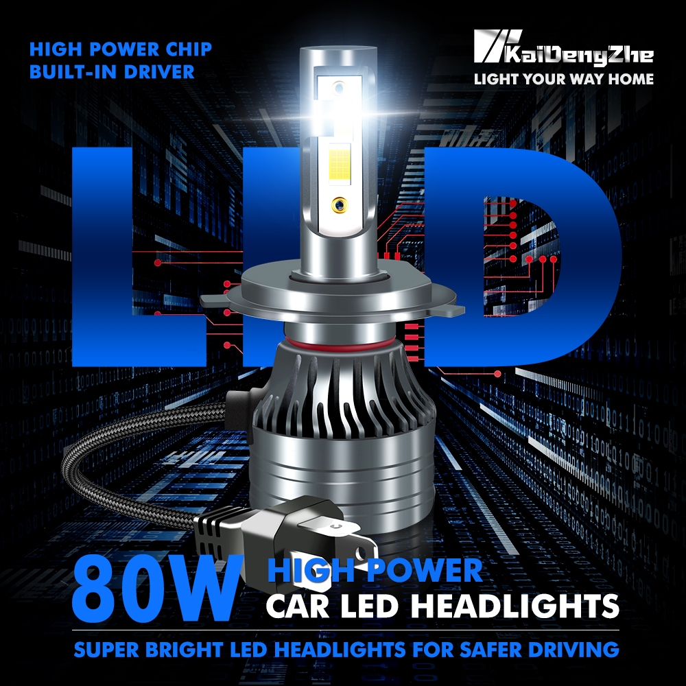 Set 2 Đèn Pha led h4 80w 18000lm h1 h7 h11 9012 H2 Chuyên Dụng Cho Xe Hơi