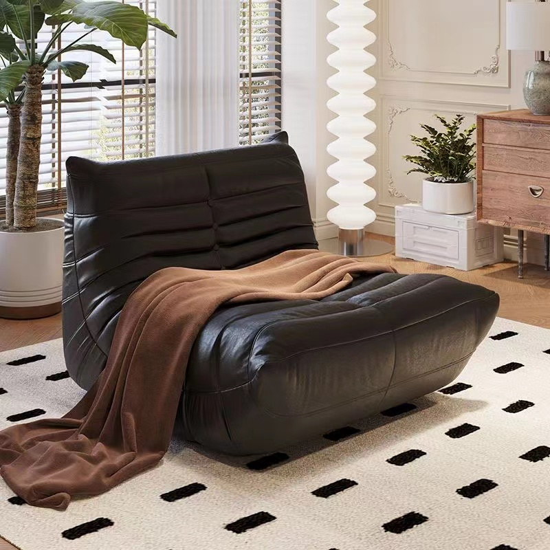 Caterpillar Lazy Sofa Student Dormitory Backrest Chair Balcony Bedroom Living Room Microfiber Leathe