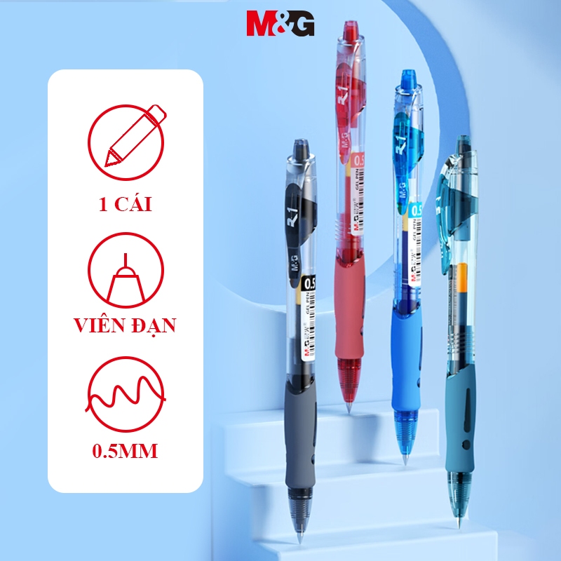 Bút Gel Bấm M&G 0.5mm, Màu Đen/Xanh/Đỏ GP1008 1PC
