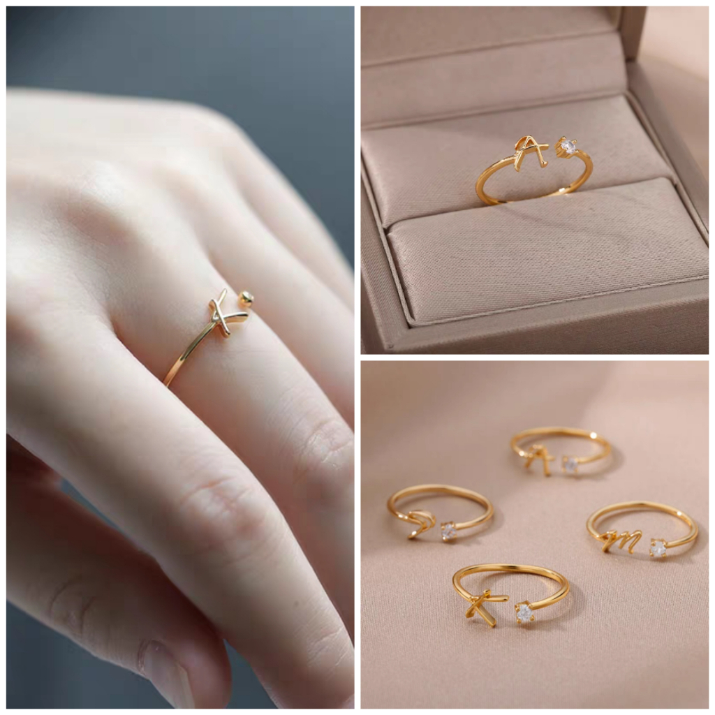 New niche versatile ring, daily ring, fashionable titanium steel stainless steel non fading letter r