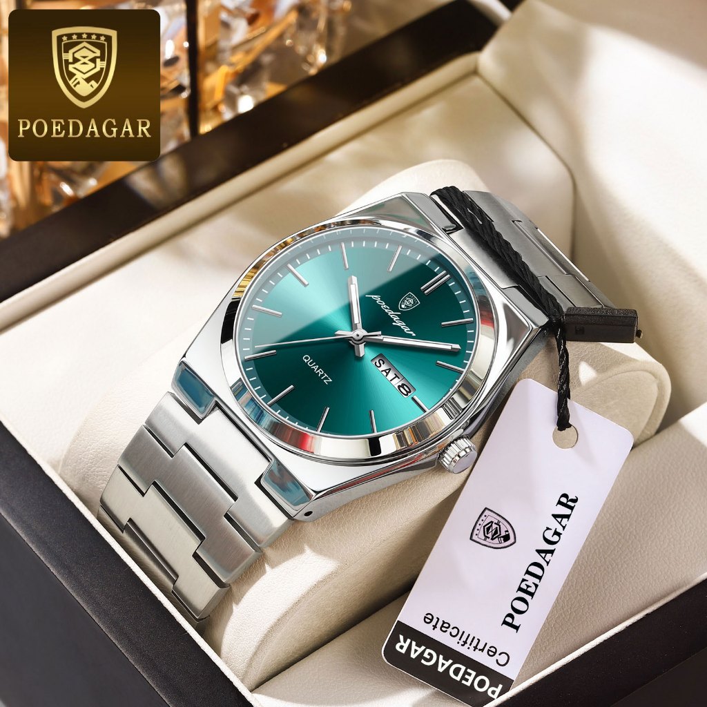 POEDAGAR New Watch For Men Waterproof Original Stainless Steel Relo Luminous Fashion Mens Watches