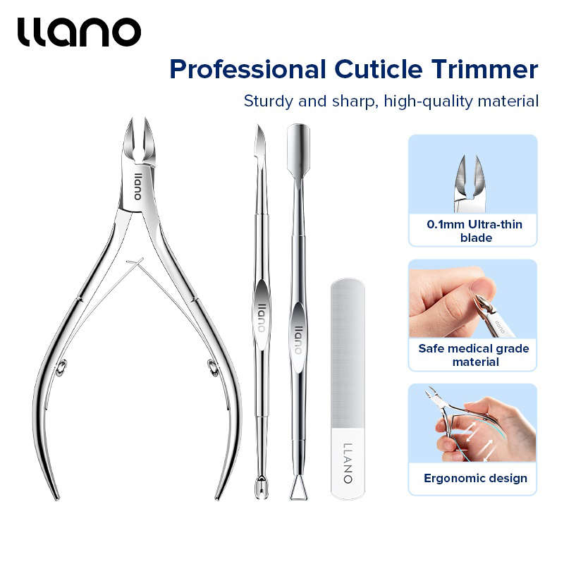 Llano Cuticle Remover Nail Nipper Stainless Steel Dead Skin Cutters Trimmer Nail File Polish Manicur