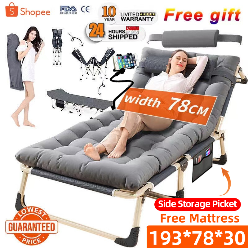 Local Seller+29S$GIFT193cm Foldable Single Sofa Bed Portable Camping Sleeping Chair With Foldable Mattress 折叠床 躺椅
