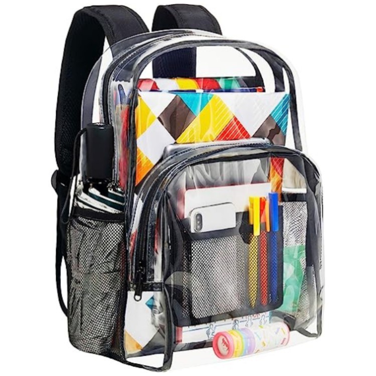Heavy Duty Clear Backpack Large Capacity Transparent Schoolbag Thicken PVC See Through Bookbag for S