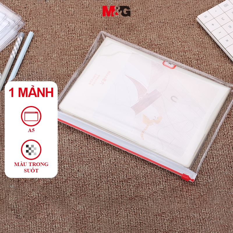 Túi Zip Trong A5 M&G, Túi Đựng Bài Kiểm Tra Clear, Túi Đựng Tài Liệu Chống Nước, Chất Liệu PVC