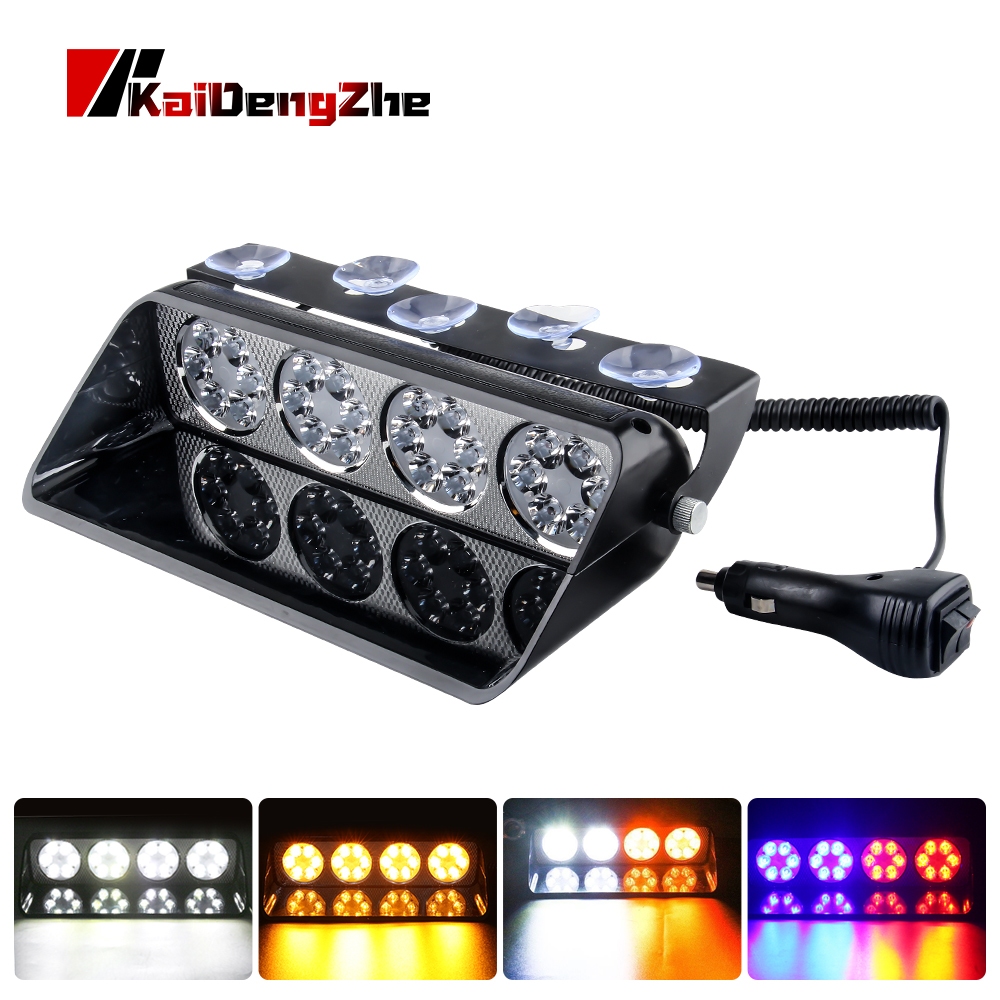 1 Cái 24 Hạt LED Đèn Ô Tô Cảnh Sát Nhấp Nháy Đèn Hút Khẩn Cấp Đèn Cảnh Báo 18 Chế Độ Xe Tải Trailer