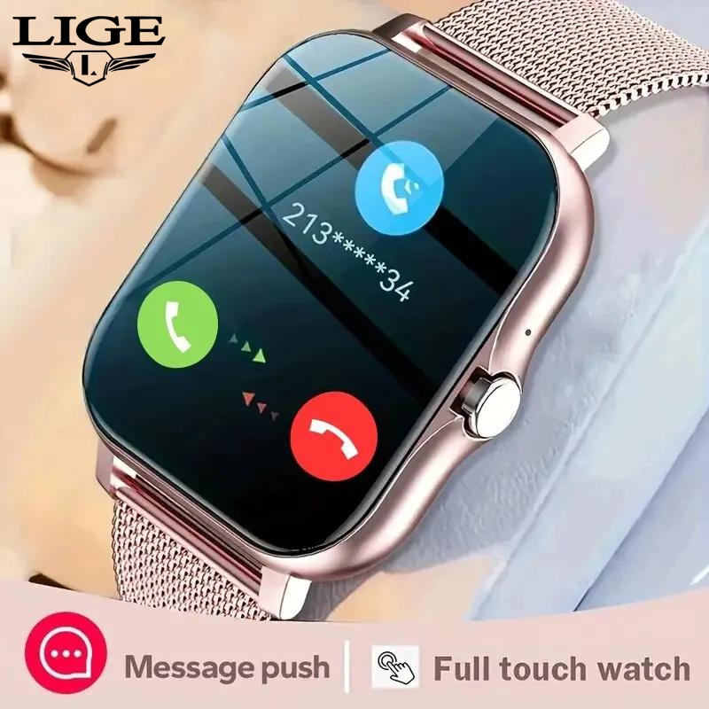 LIGE Bluetooth Call Smart Watch Men Women 1.69" Screen Full Touch Fitness Tracker Heart Rate Waterproof Sport Smartwatch