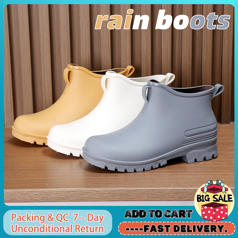 Rain Boots Shoes For Men and Women Waterproof Outdoor Thick Sole Non-Slip Fashion Short Water
