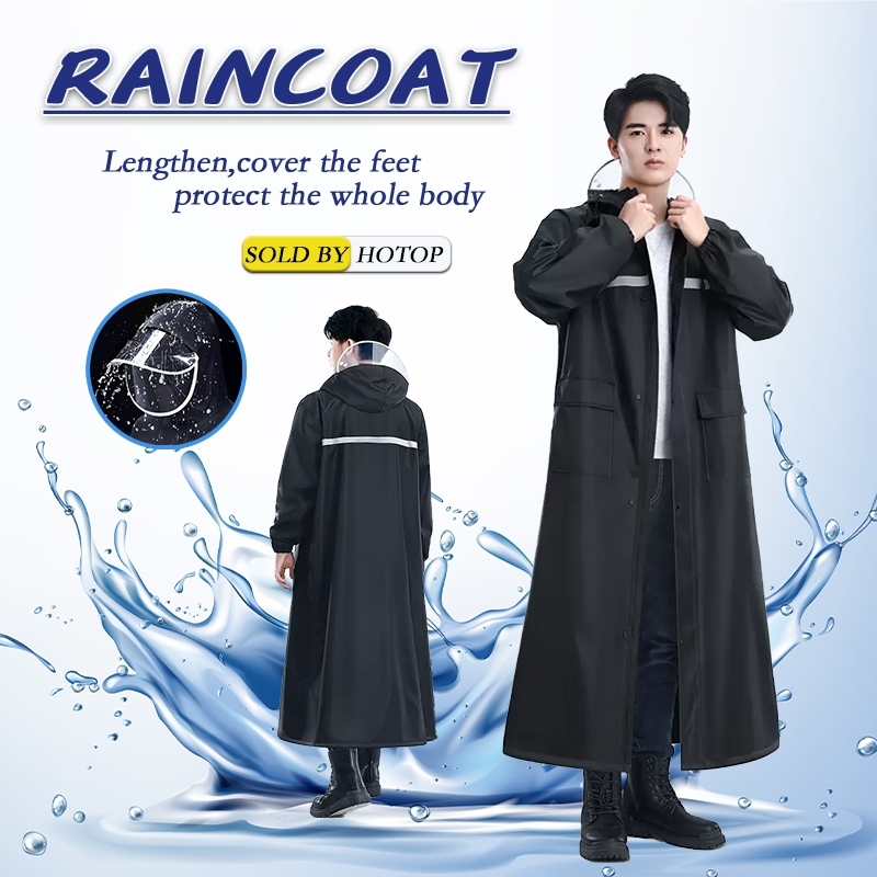 Premium Oxford Cloth Raincoat For Adults Hooded Long Rainsuit With Double Brim Motorcycle Rain Jacke