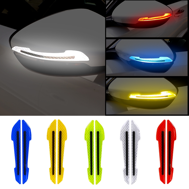 2 miếng hai màu gương chiếu hậu ô tô phản quang dán cảnh báo an toàn ban đêm dải nhãn dán trang trí