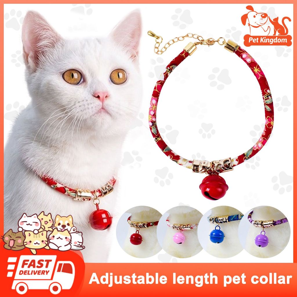 COD Japanese Style Adjustable Pet Collar Retro-Style Cat Neck Ring With Bell Pet Dog Accessories