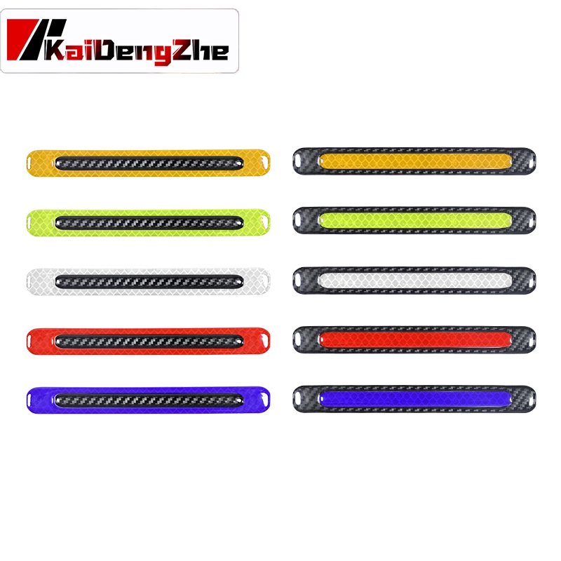 Miếng dán xe ô tô phát sáng hai màu sợi carbon chống thấm nước chất lượng cao chống trầy xước Bộ 4 miếng cửa xe đường băng dán phản quang phụ kiện ô tô