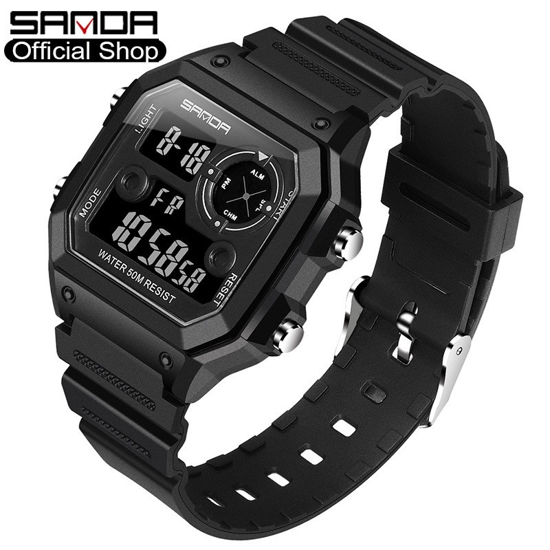 SANDA 418 Men Watch LED Digital Display Waterproof Watch Fashion Casual Luxury Men's Watch