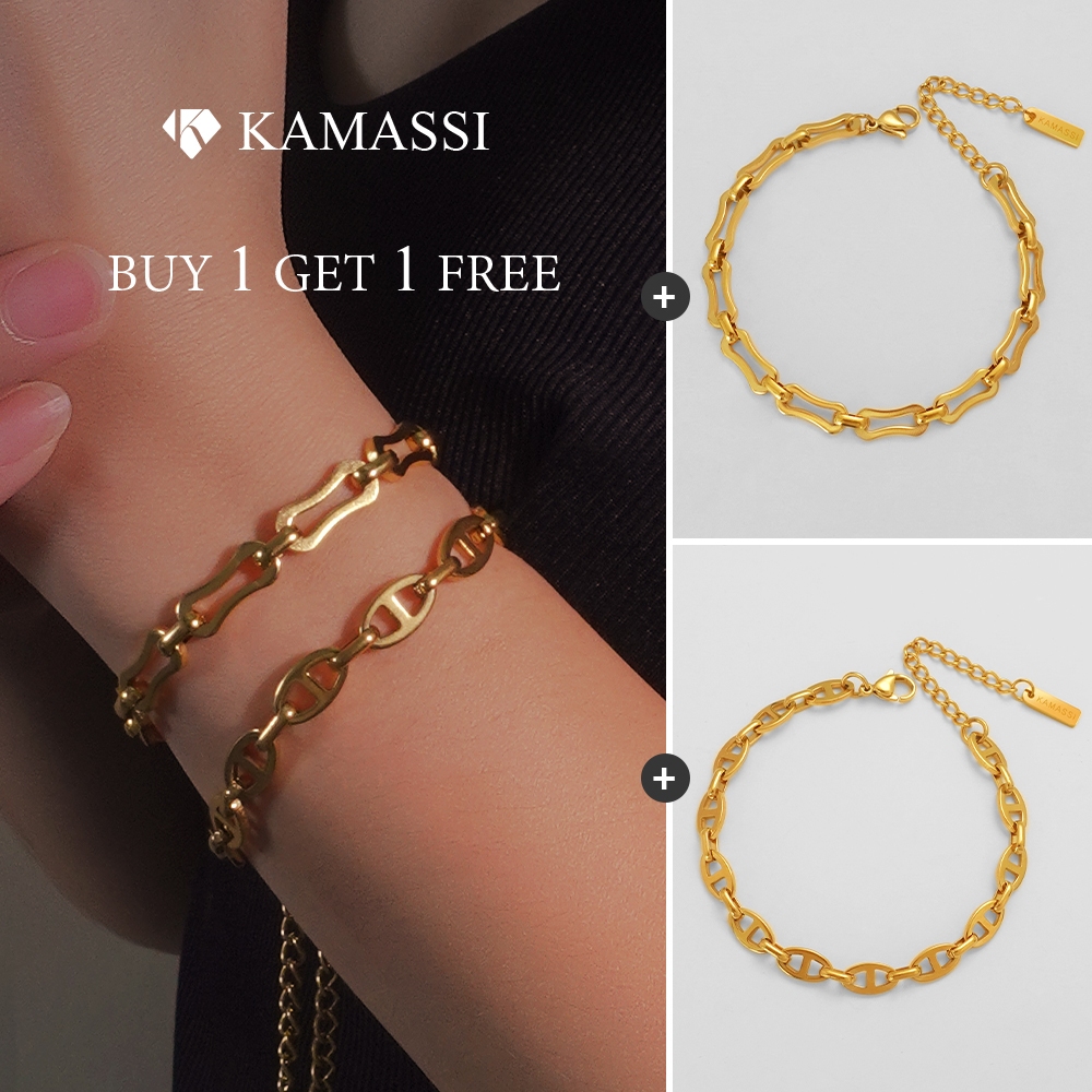 KAMASSI Buy 1 Get 1 Free Stainless Steel Bracelet for Women Non Tarnish B2022