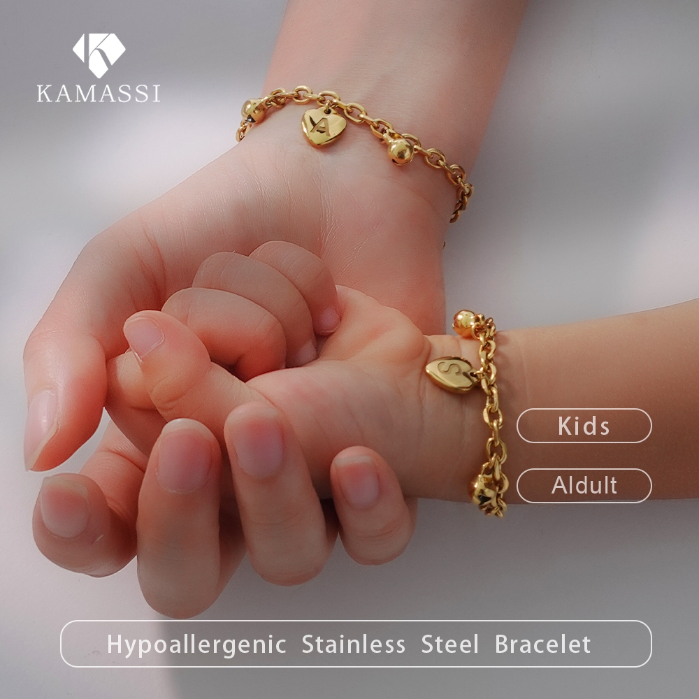 KAMASSI Parent-child Lucky Stainless Steel Bracelet with Initial Letter Fashion Accessories B5001